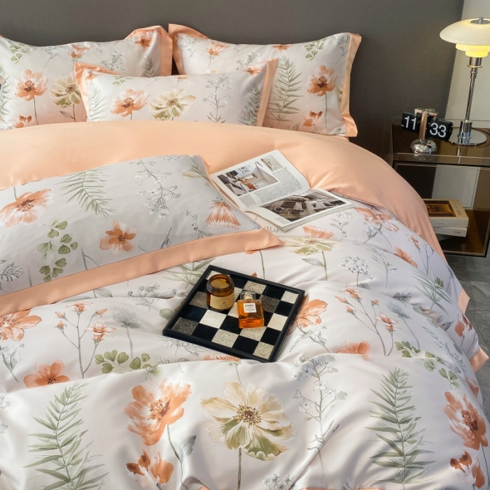 91家纺网 家纺一手货源 找家纺 棉生活 2023新款3M贡缎工艺天丝四件套 苏沫棕