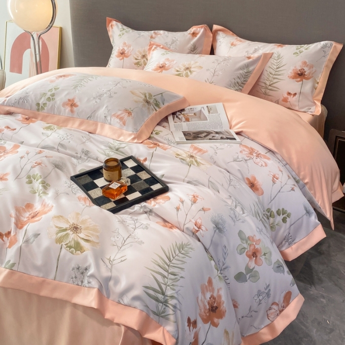 91家纺网 家纺一手货源 找家纺 棉生活 2023新款3M贡缎工艺天丝四件套 苏沫棕