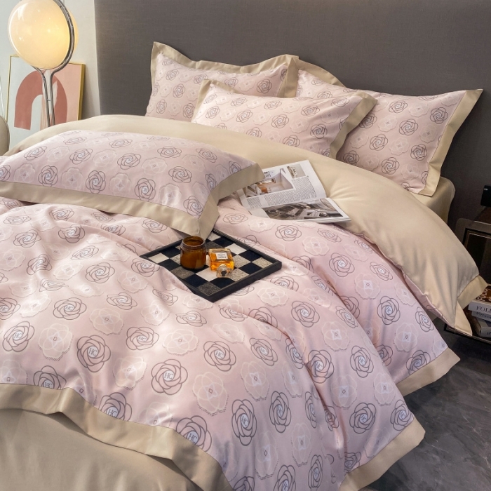 91家纺网 家纺一手货源 找家纺 棉生活 2023新款3M贡缎工艺天丝四件套 温莎粉