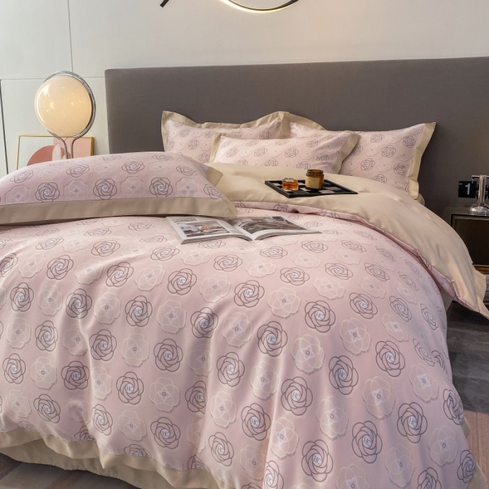 91家纺网 家纺一手货源 找家纺 棉生活 2023新款3M贡缎工艺天丝四件套 温莎粉