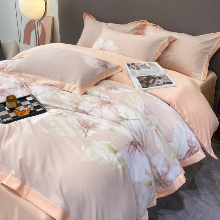 91家纺网 家纺一手货源 找家纺 棉生活 2023新款3M贡缎工艺天丝四件套 香蜜粉