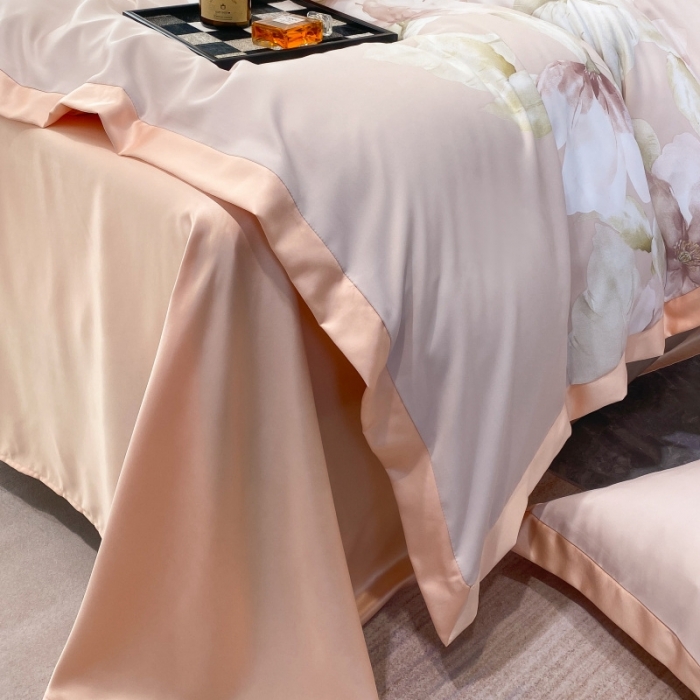 91家纺网 家纺一手货源 找家纺 棉生活 2023新款3M贡缎工艺天丝四件套 香蜜粉