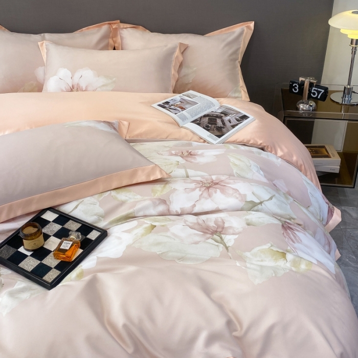 91家纺网 家纺一手货源 找家纺 棉生活 2023新款3M贡缎工艺天丝四件套 香蜜粉