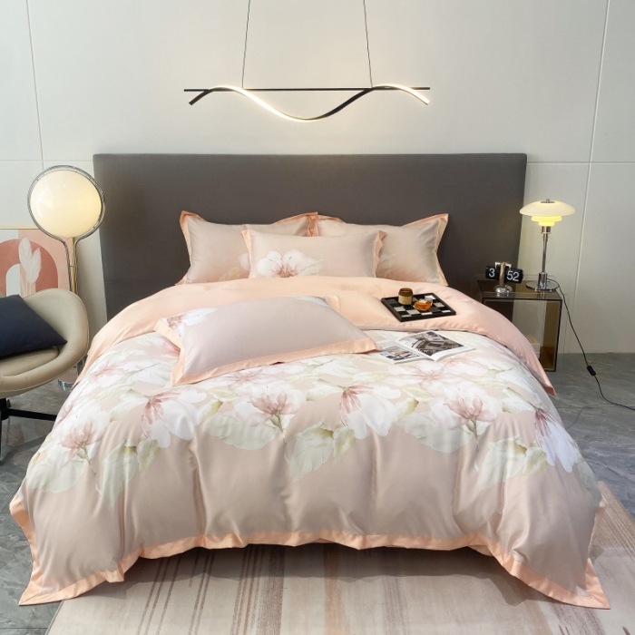 91家纺网 家纺一手货源 找家纺 棉生活 2023新款3M贡缎工艺天丝四件套 香蜜粉