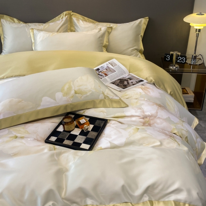 91家纺网 家纺一手货源 找家纺 棉生活 2023新款3M贡缎工艺天丝四件套 香蜜绿