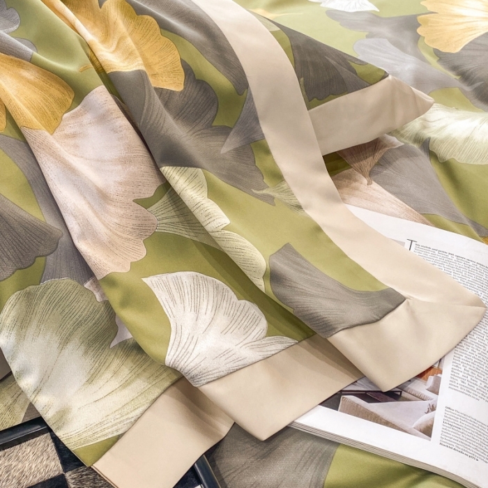 91家纺网 家纺一手货源 找家纺 棉生活 2023新款3M贡缎工艺天丝四件套 银杏叶绿