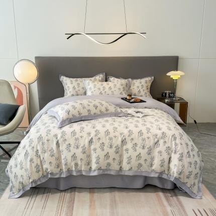 棉生活 2023新款3M贡缎工艺天丝四件套 枝蔓蓝