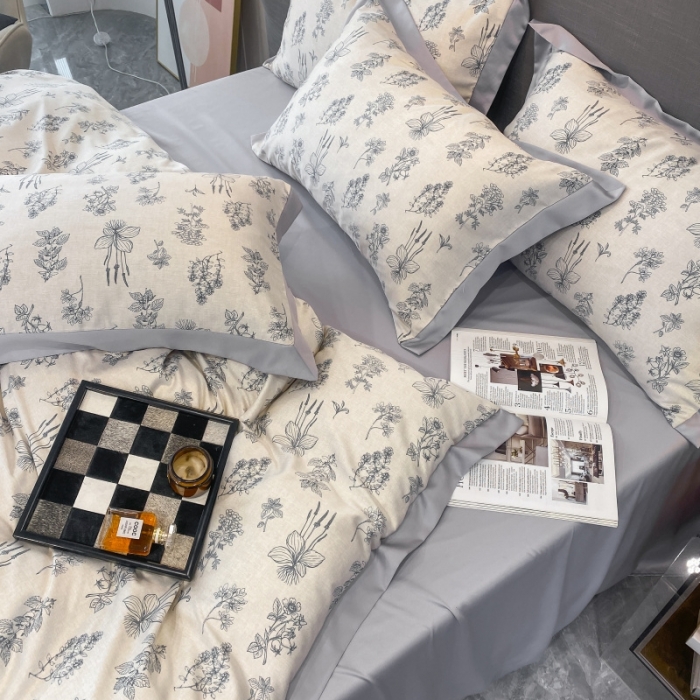 91家纺网 家纺一手货源 找家纺 棉生活 2023新款3M贡缎工艺天丝四件套 枝蔓蓝