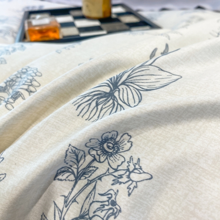 91家纺网 家纺一手货源 找家纺 棉生活 2023新款3M贡缎工艺天丝四件套 枝蔓蓝