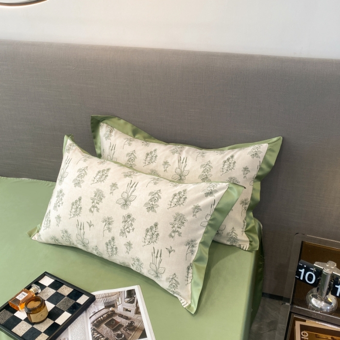 91家纺网 家纺一手货源 找家纺 棉生活 2023新款3M贡缎工艺天丝四件套 枝蔓绿