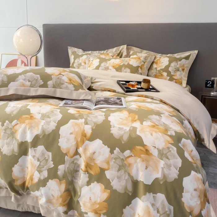 91家纺网 家纺一手货源 找家纺 棉生活 2023新款3M贡缎工艺天丝四件套 知夏