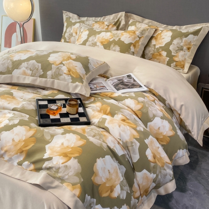 91家纺网 家纺一手货源 找家纺 棉生活 2023新款3M贡缎工艺天丝四件套 知夏