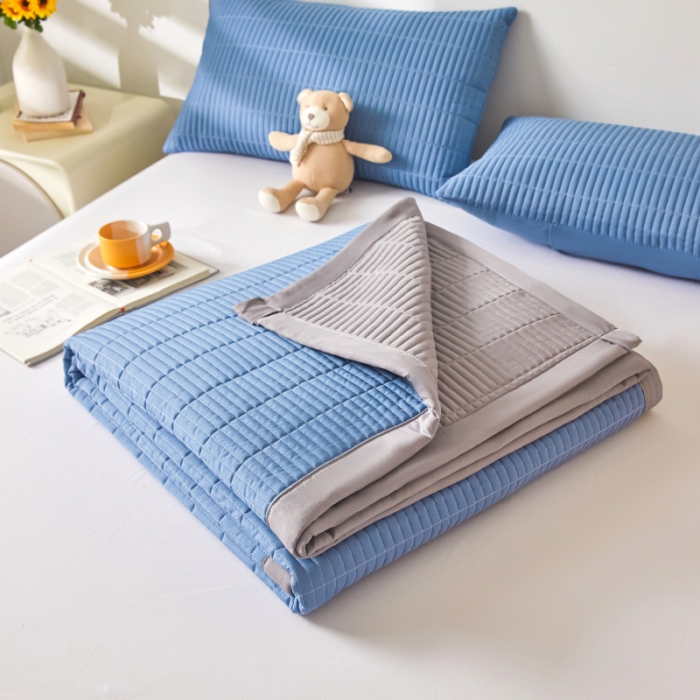 91家纺网 家纺一手货源 找家纺 水洗棉麻床盖大豆纤维夹棉加厚宿舍铺盖两用床单床裙保护垫宾利兰