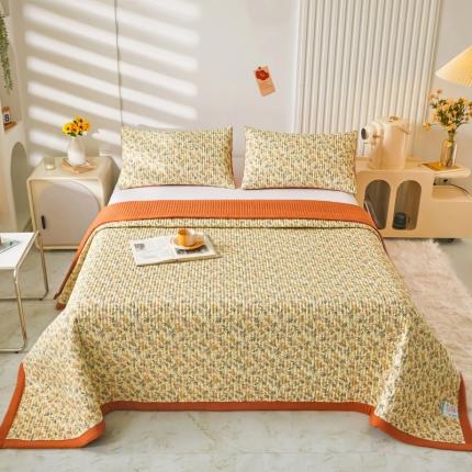 91家纺网 家纺一手货源 找家纺 水洗棉麻床盖大豆纤维夹棉加厚宿舍铺盖两用床单床裙保护垫繁花