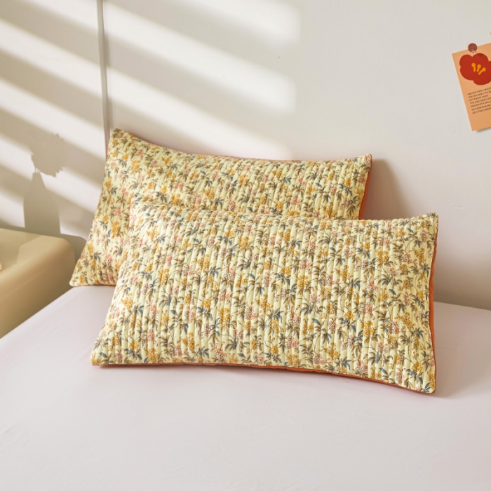 91家纺网 家纺一手货源 找家纺 水洗棉麻床盖大豆纤维夹棉加厚宿舍铺盖两用床单床裙保护垫繁花