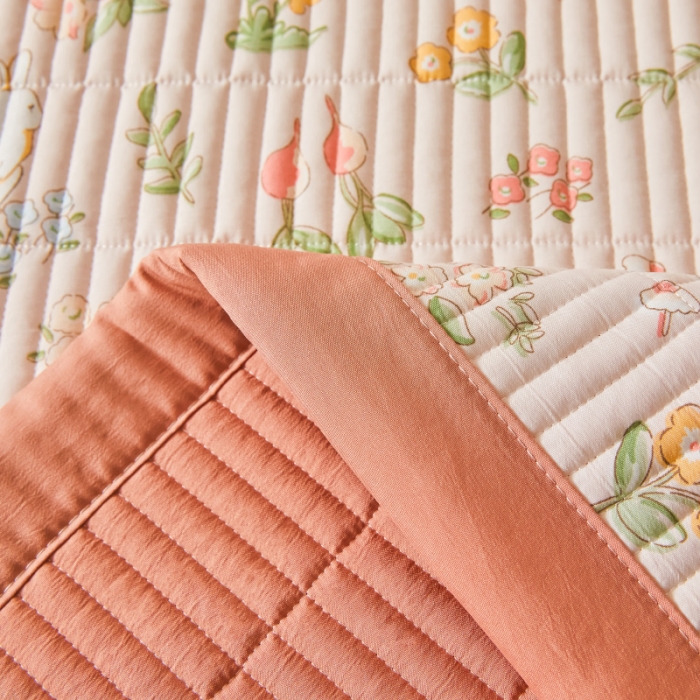 91家纺网 家纺一手货源 找家纺 水洗棉麻床盖大豆纤维夹棉加厚宿舍铺盖两用床单床裙保护垫花中鹿