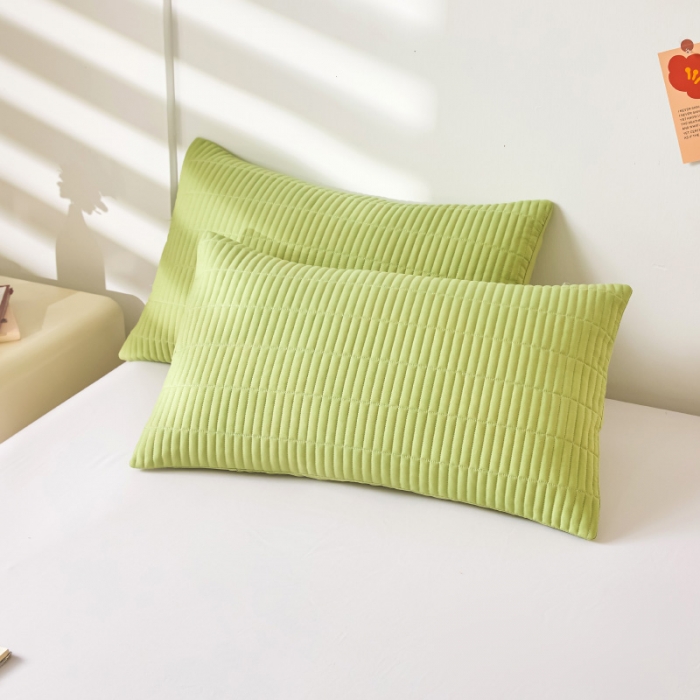 91家纺网 家纺一手货源 找家纺 水洗棉麻床盖大豆纤维夹棉加厚宿舍铺盖两用床单床裙保护垫 牛油果绿