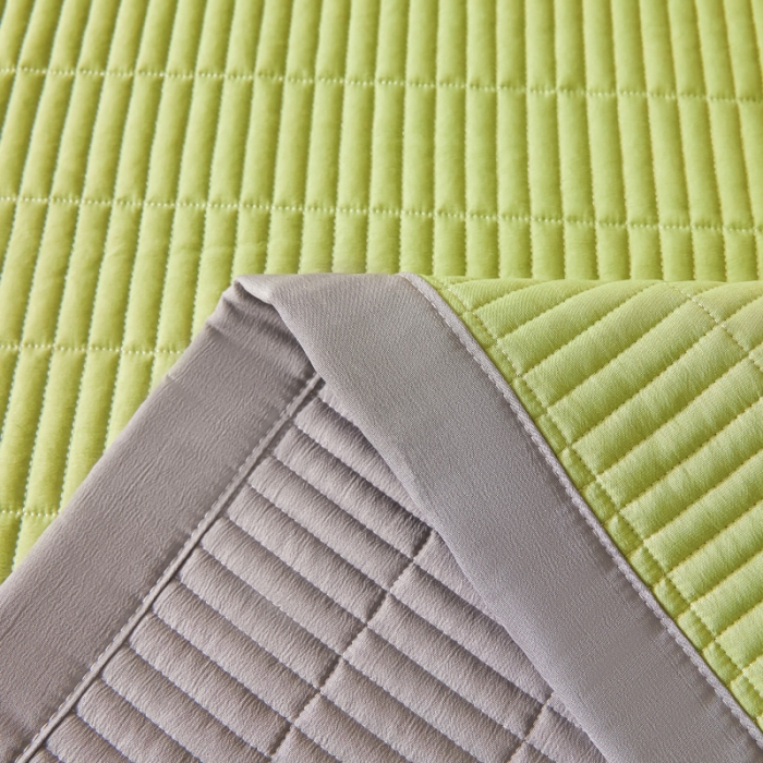 91家纺网 家纺一手货源 找家纺 水洗棉麻床盖大豆纤维夹棉加厚宿舍铺盖两用床单床裙保护垫 牛油果绿