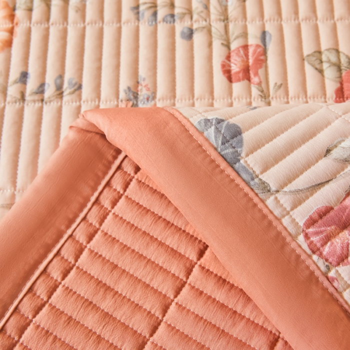 91家纺网 家纺一手货源 找家纺 水洗棉麻床盖大豆纤维夹棉加厚宿舍铺盖两用床单床裙保护垫牵牛花