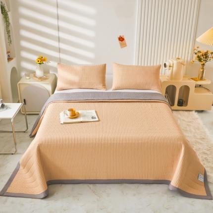 91家纺网 家纺一手货源 找家纺 水洗棉麻床盖大豆纤维夹棉加厚宿舍铺盖两用床单床裙保护垫 香槟色