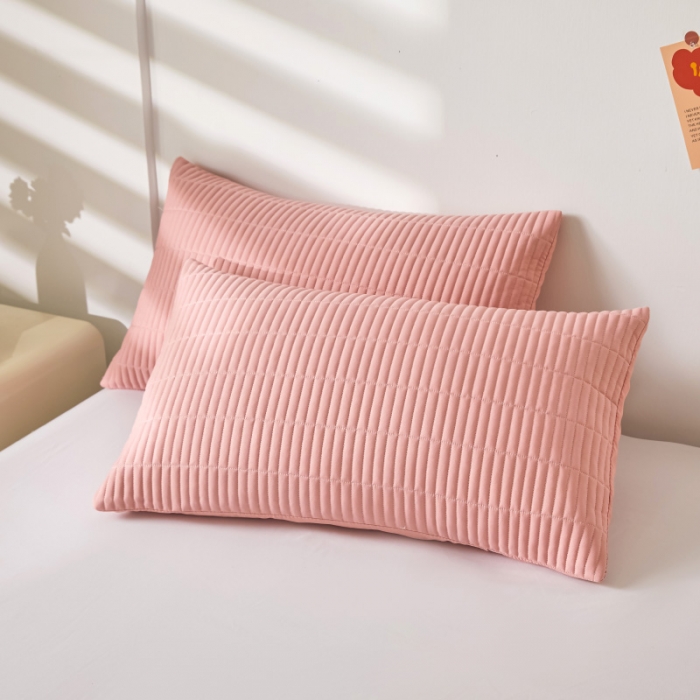 91家纺网 家纺一手货源 找家纺 水洗棉麻床盖大豆纤维夹棉加厚宿舍铺盖两用床单床裙保护垫胭脂粉