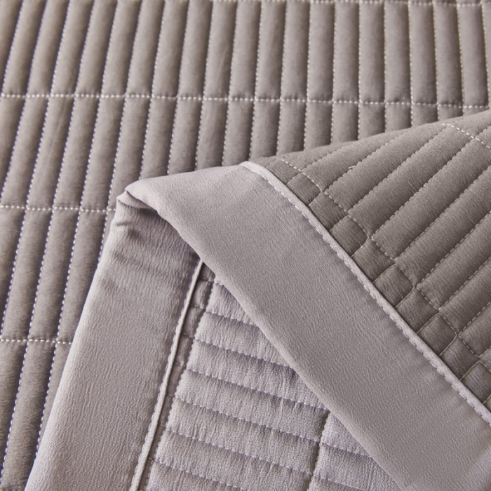 91家纺网 家纺一手货源 找家纺 水洗棉麻床盖大豆纤维夹棉加厚宿舍铺盖两用床单床裙保护垫 月灰