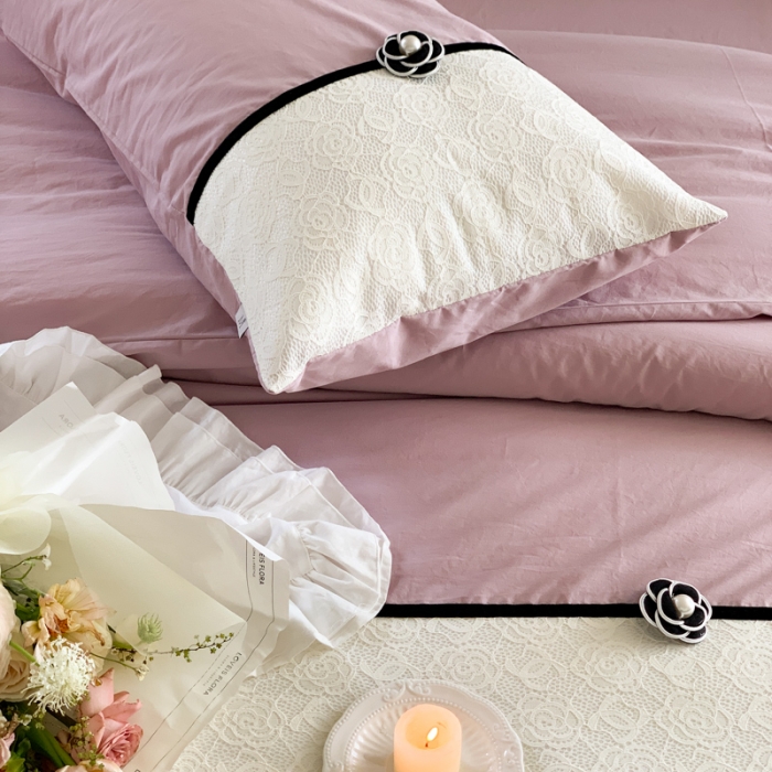 91家纺网 家纺一手货源 找家纺 （总）玛奇朵 2023新款全棉有氧水洗棉蕾丝小香风-安娜系列