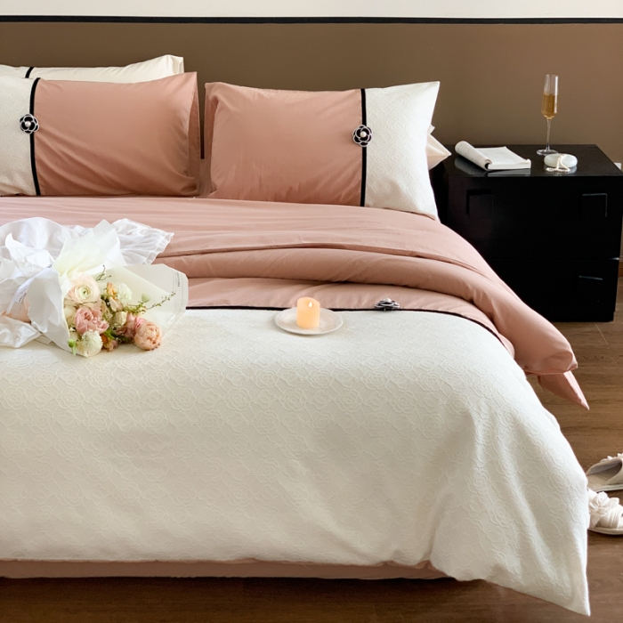 91家纺网 家纺一手货源 找家纺 玛奇朵 2023新款全棉有氧水洗棉蕾丝小香风-安娜系列 安娜-奶咖色