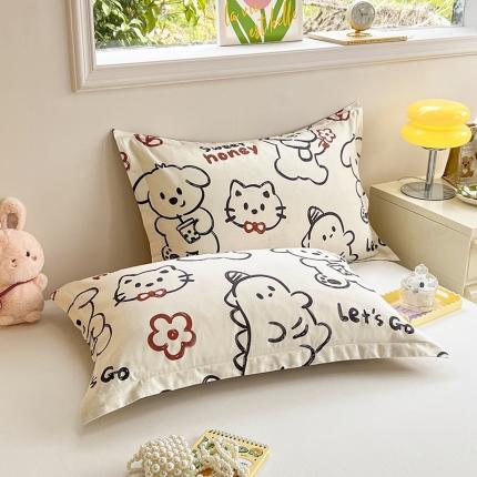 91家纺网 家纺一手货源 找家纺 绵庭 2023新款全棉印花枕套 萌宠