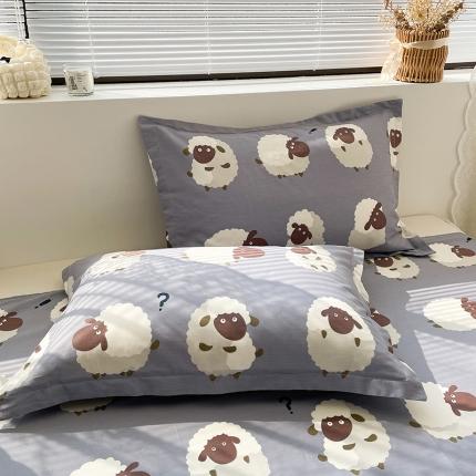 91家纺网 家纺一手货源 找家纺 绵庭 2023新款全棉印花枕套 数绵羊