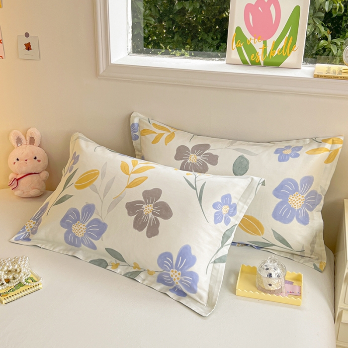 91家纺网 家纺一手货源 找家纺 绵庭 2023新款全棉印花枕套 花清玉洁