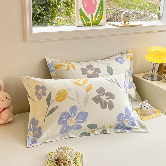 91家纺网 家纺一手货源 找家纺 绵庭 2023新款全棉印花枕套 花清玉洁