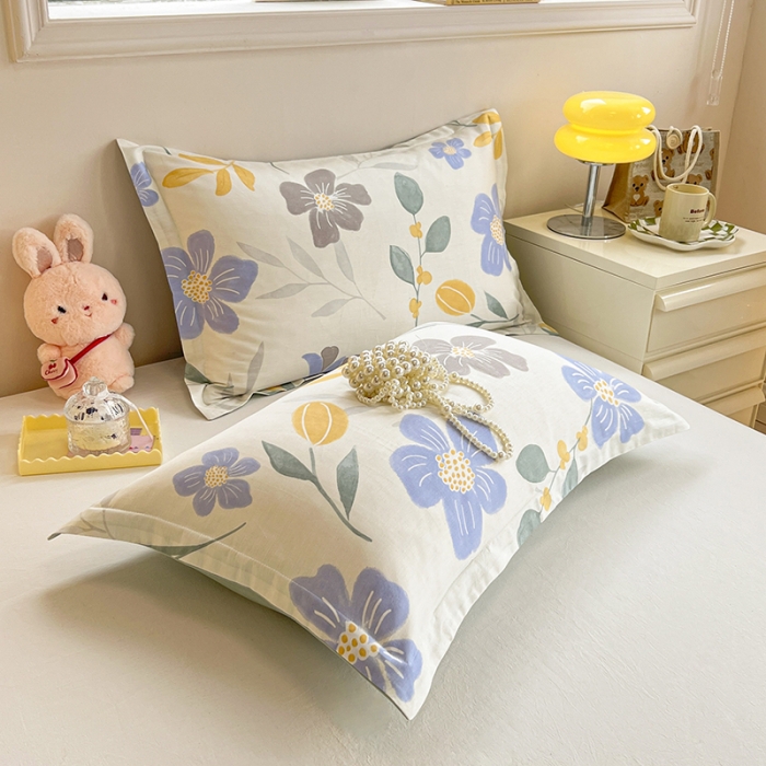 91家纺网 家纺一手货源 找家纺 绵庭 2023新款全棉印花枕套 花清玉洁