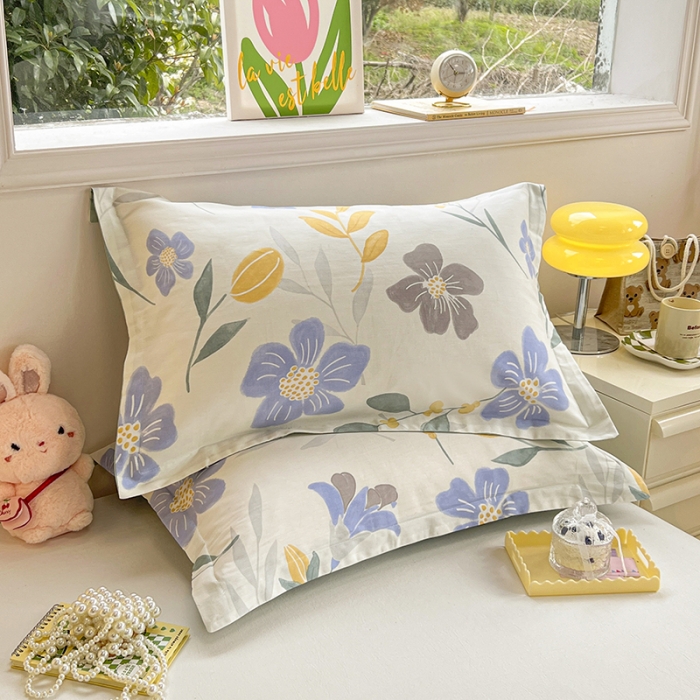 91家纺网 家纺一手货源 找家纺 绵庭 2023新款全棉印花枕套 花清玉洁