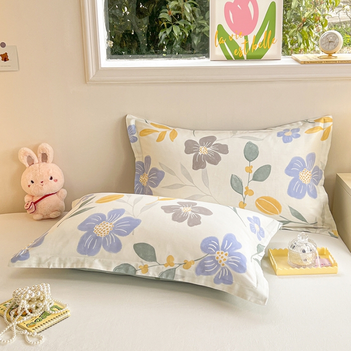 91家纺网 家纺一手货源 找家纺 绵庭 2023新款全棉印花枕套 花清玉洁