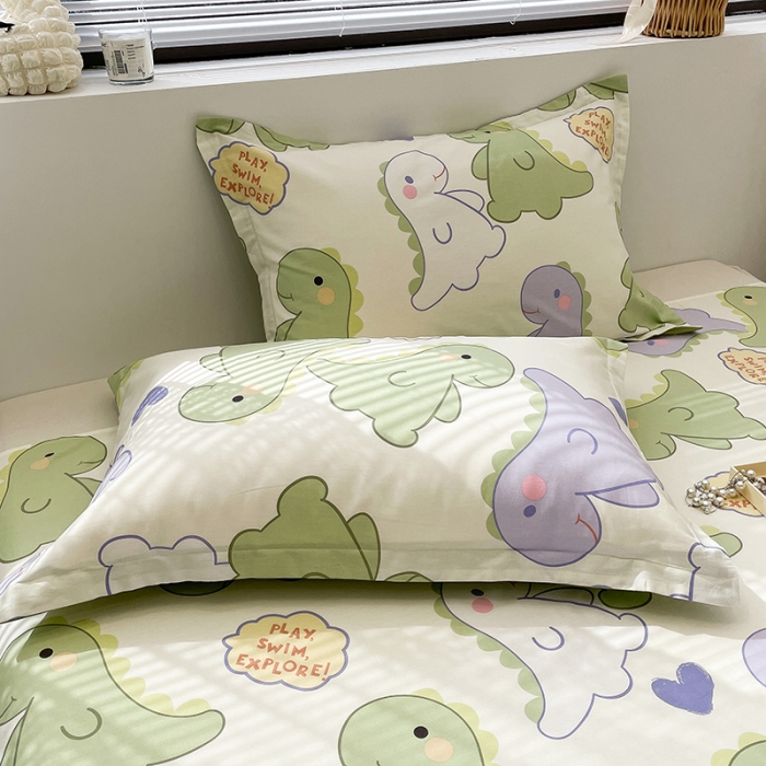 91家纺网 家纺一手货源 找家纺 绵庭 2023新款全棉印花枕套 恐龙派对