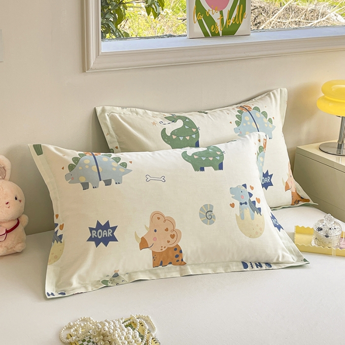 91家纺网 家纺一手货源 找家纺 绵庭 2023新款全棉印花枕套 恐龙世界