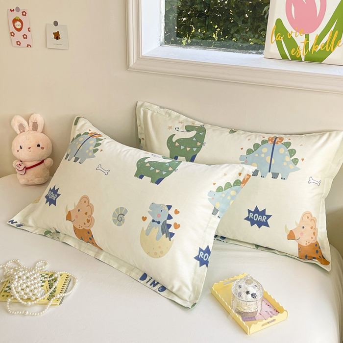 91家纺网 家纺一手货源 找家纺 绵庭 2023新款全棉印花枕套 恐龙世界