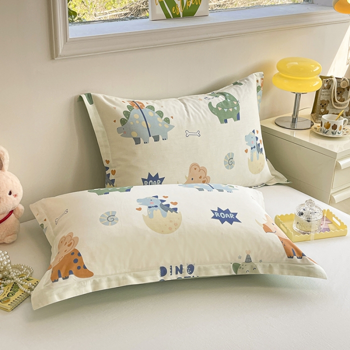 91家纺网 家纺一手货源 找家纺 绵庭 2023新款全棉印花枕套 恐龙世界