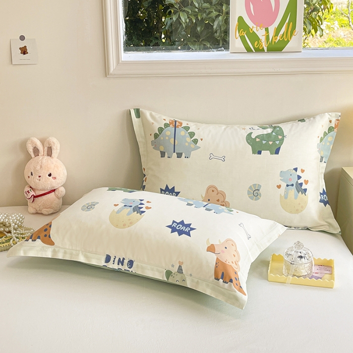 91家纺网 家纺一手货源 找家纺 绵庭 2023新款全棉印花枕套 恐龙世界