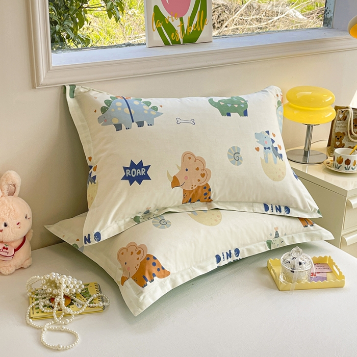 91家纺网 家纺一手货源 找家纺 绵庭 2023新款全棉印花枕套 恐龙世界