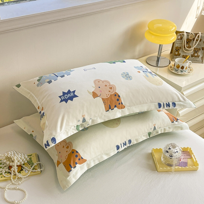 91家纺网 家纺一手货源 找家纺 绵庭 2023新款全棉印花枕套 恐龙世界