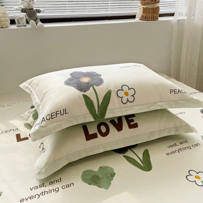 91家纺网 家纺一手货源 找家纺 绵庭 2023新款全棉印花枕套 绿蔓