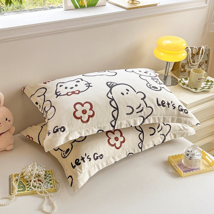 91家纺网 家纺一手货源 找家纺 绵庭 2023新款全棉印花枕套 萌宠