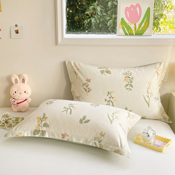 91家纺网 家纺一手货源 找家纺 绵庭 2023新款全棉印花枕套 清然花香