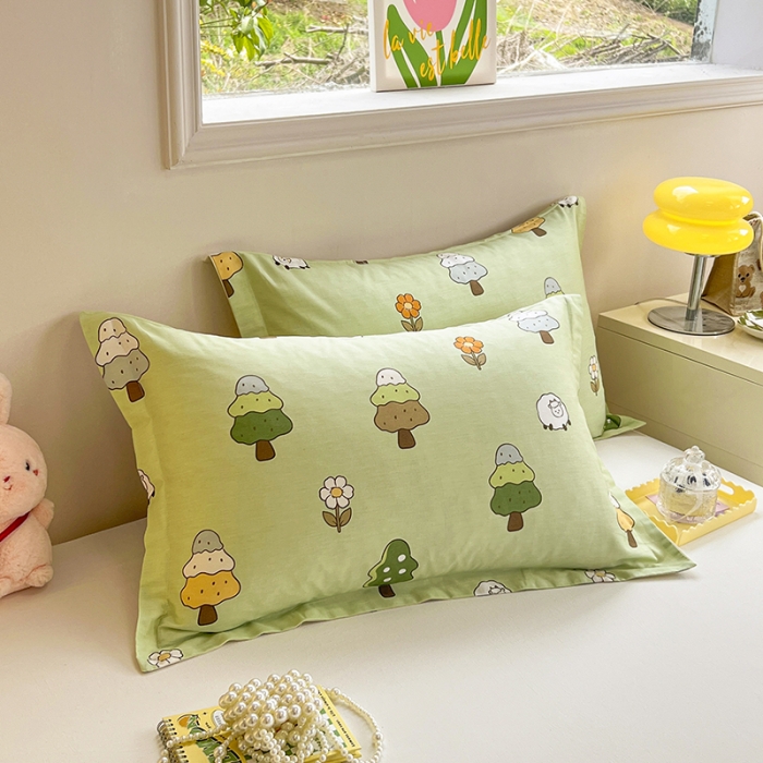 91家纺网 家纺一手货源 找家纺 绵庭 2023新款全棉印花枕套 森林羊