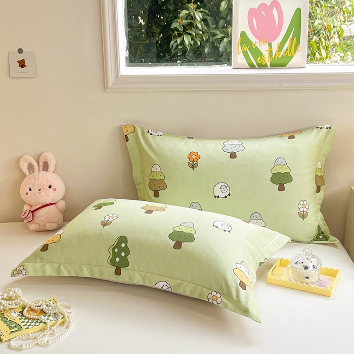 91家纺网 家纺一手货源 找家纺 绵庭 2023新款全棉印花枕套 森林羊