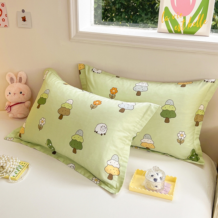 91家纺网 家纺一手货源 找家纺 绵庭 2023新款全棉印花枕套 森林羊