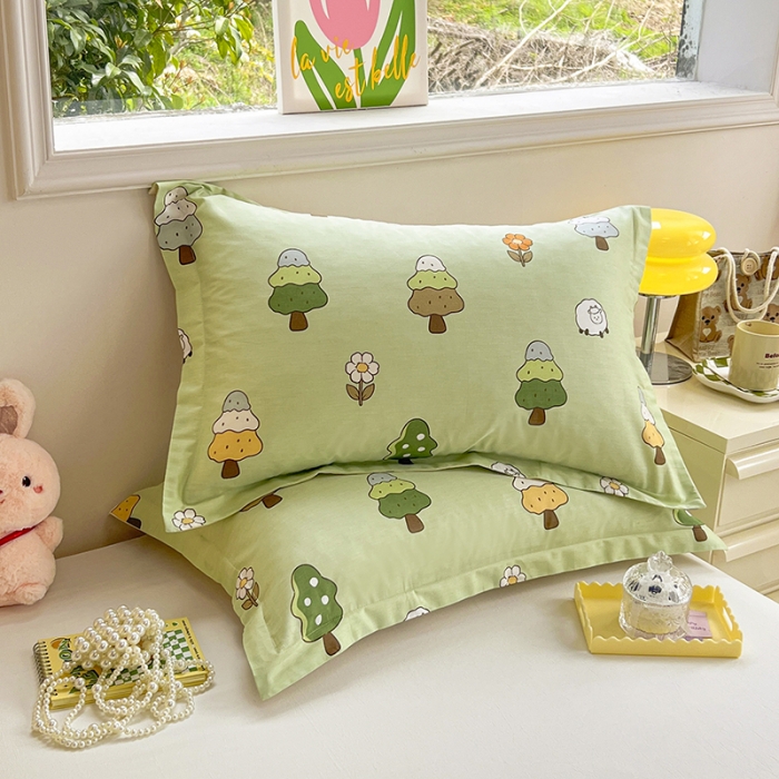 91家纺网 家纺一手货源 找家纺 绵庭 2023新款全棉印花枕套 森林羊