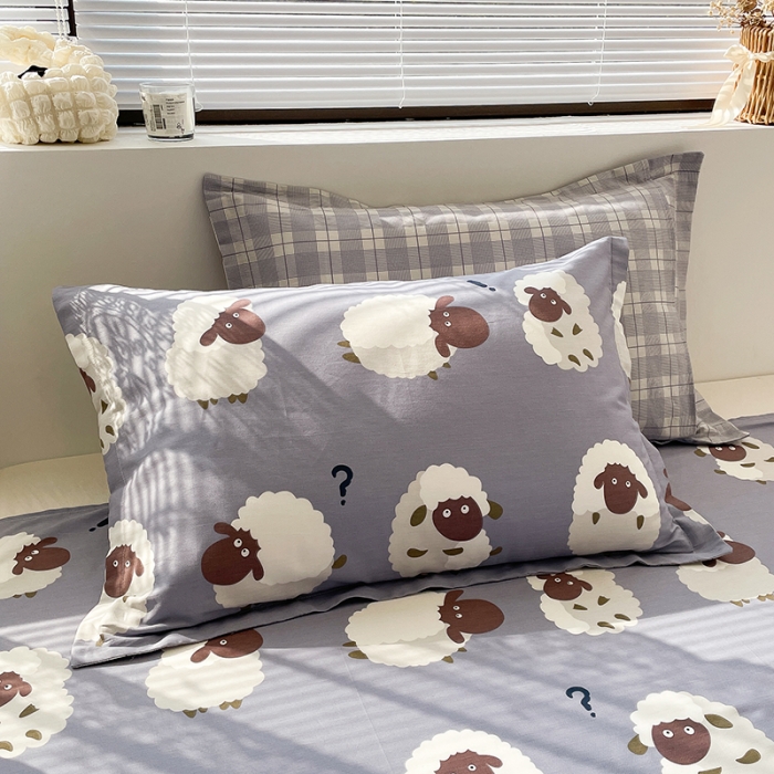 91家纺网 家纺一手货源 找家纺 绵庭 2023新款全棉印花枕套 数绵羊